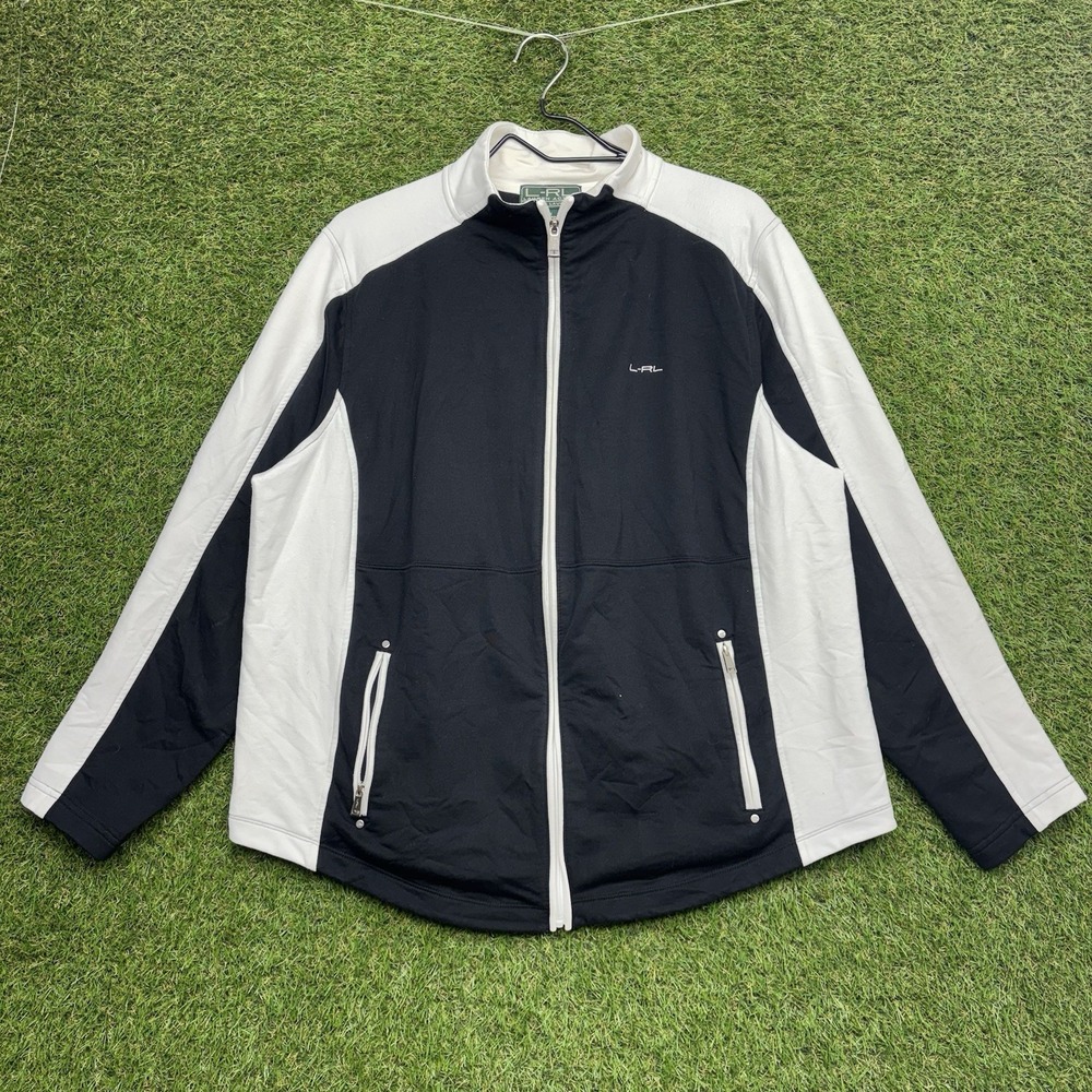 LRL Ralph Lauren Active Full Zip Track Jacket Womens 2XL Black /White Running